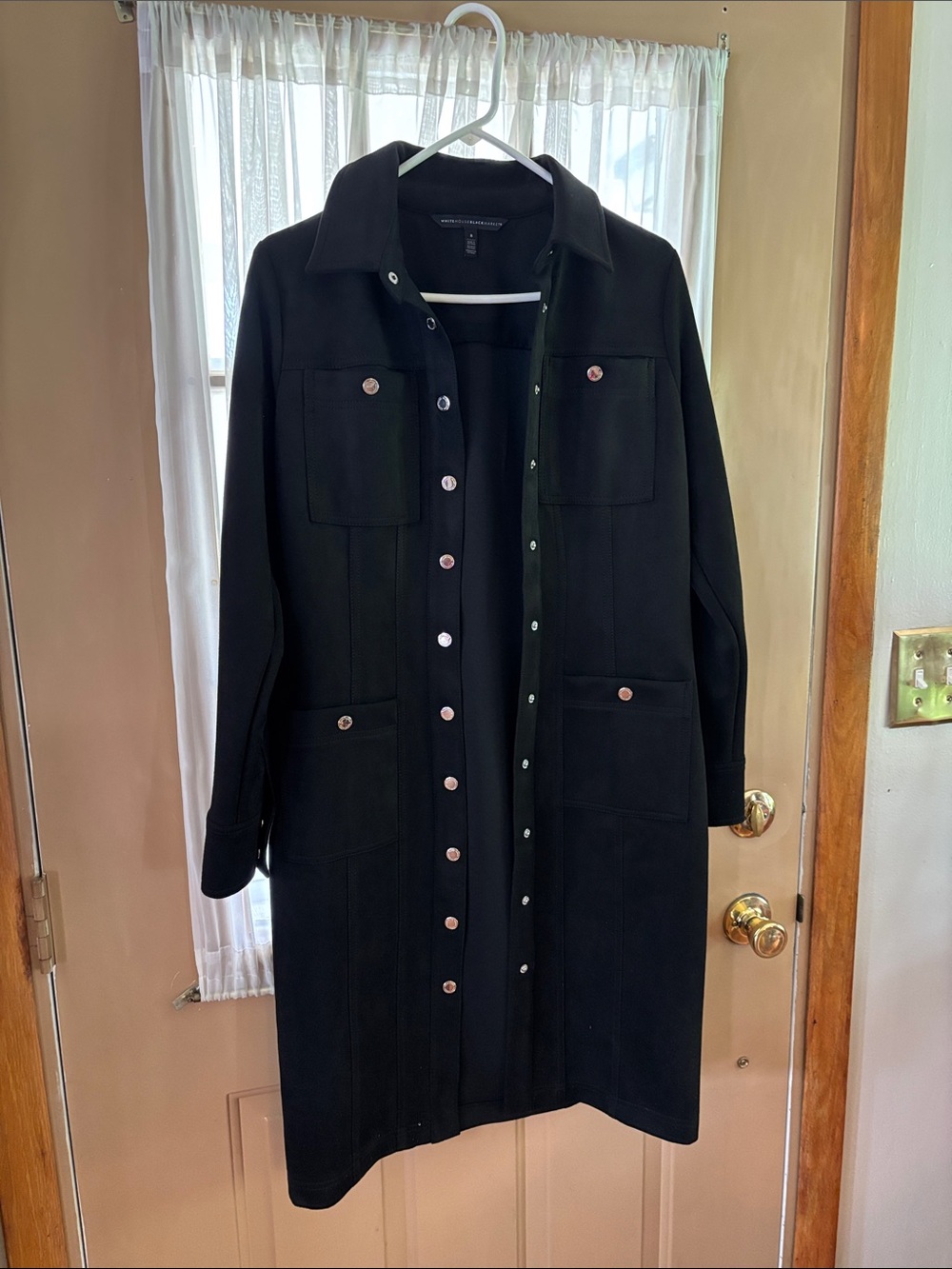 White House Black Market Black Snap-Front Trench Coat